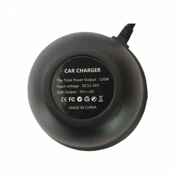 Разклонител за запалка един USB порт и две гнезда 120W - 1671