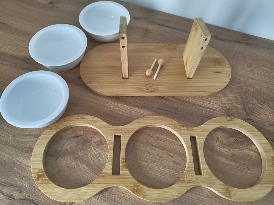 Fântână câini și pisici cu set boluri/castroane în suport