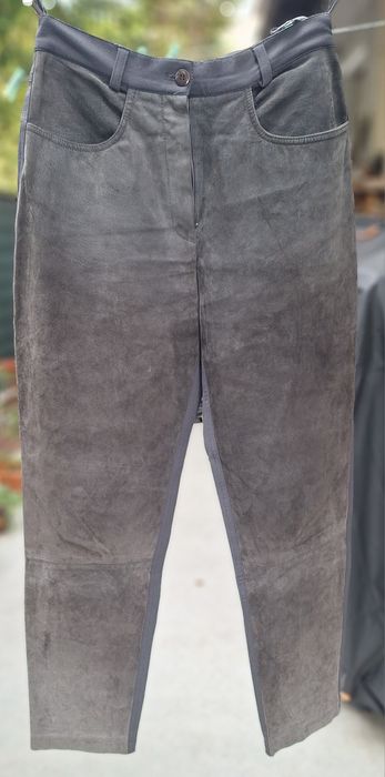 Pantaloni piele naturala cu textil spate