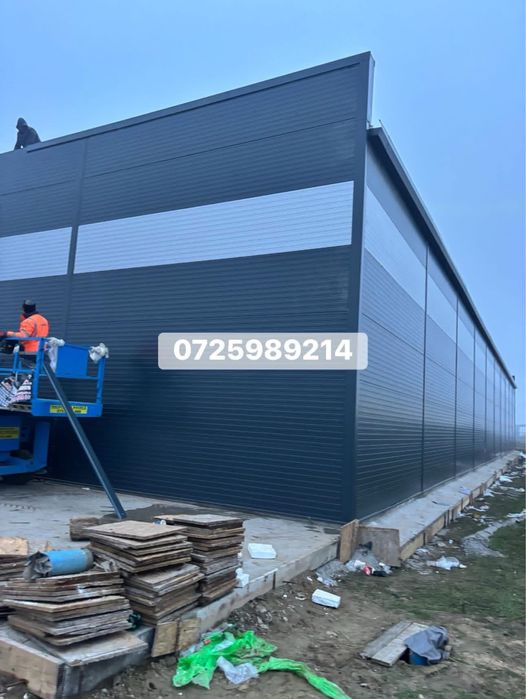 Hala metalica 600mp structura metalica cu panouri sandwich de 100mm