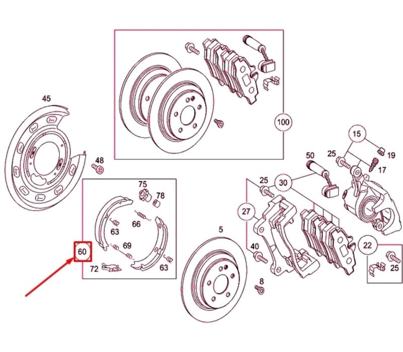 Set Saboți Frână Mână Vito W447 W639 PRODUS NOU ORIGINAL ÎN OFERTĂ 500