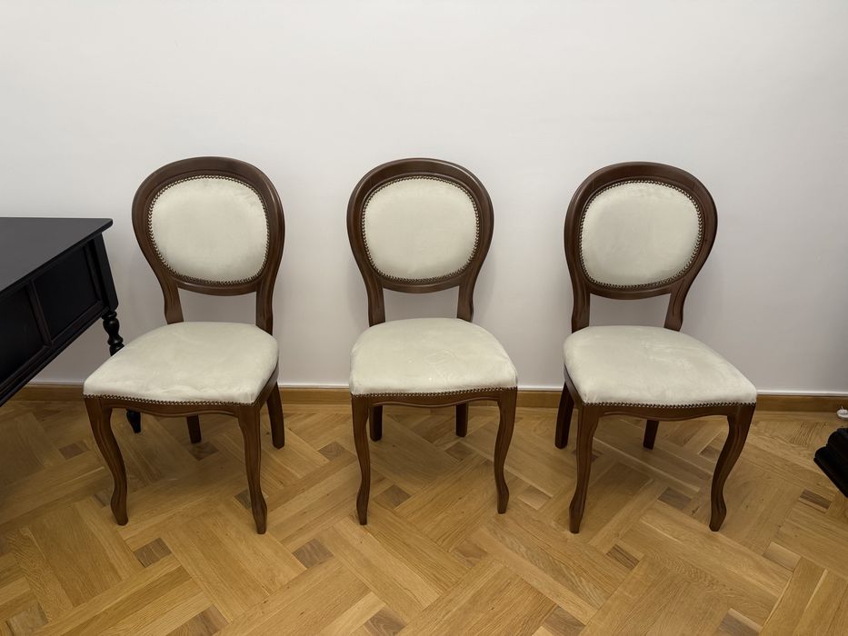 Set scaune tapitate, stil clasic, maro si crem