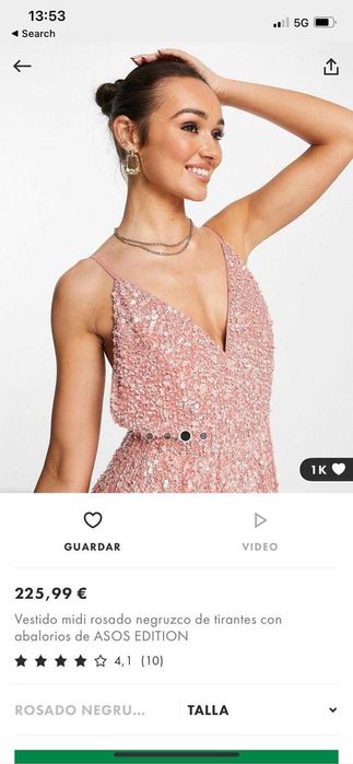 Rochie de seara midi cu paiete - roz pal