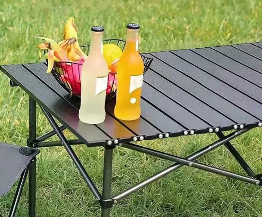 Masa camping pliabila 120 x 55 x 50 cm, neagra