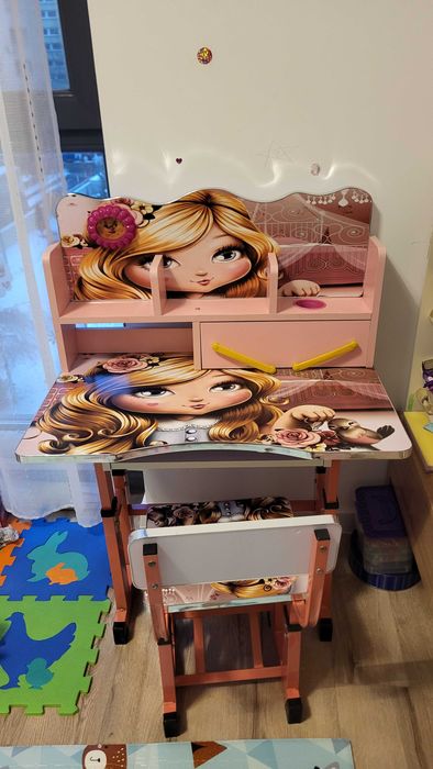 Birou copii MDF cu inaltime reglabila - Model printesa
