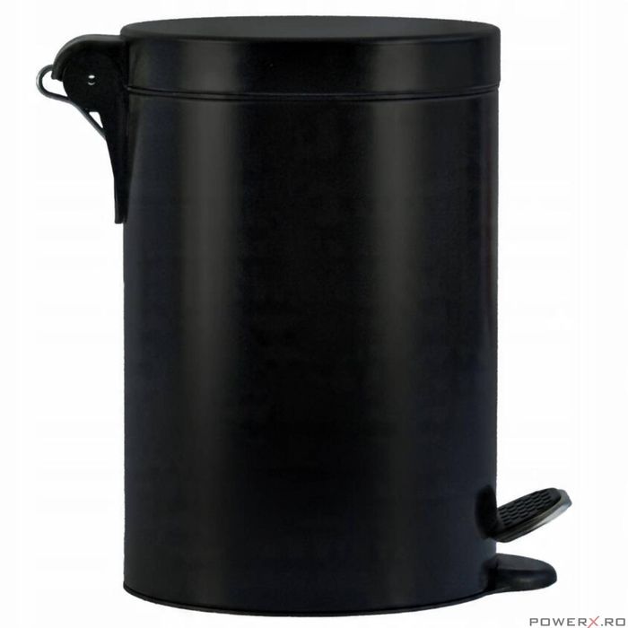Cos de gunoi pentru baie, cu pedala, 3 litri, metalic, negru Sepio