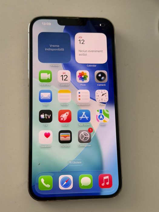 Vand iphone 13 pro max alb estetic 128 GB baterie 86% merita vazut