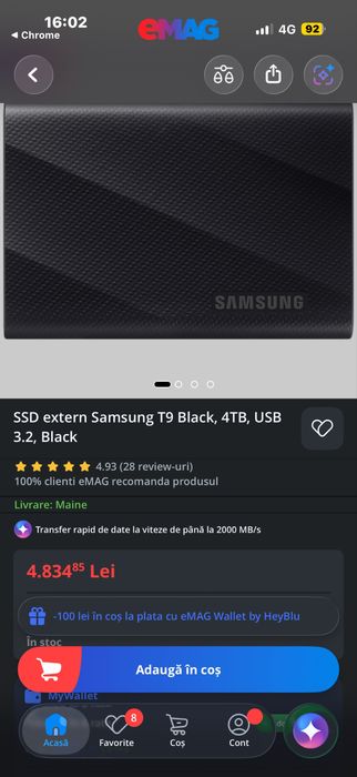 SSD extern Samsung T9, 4TB