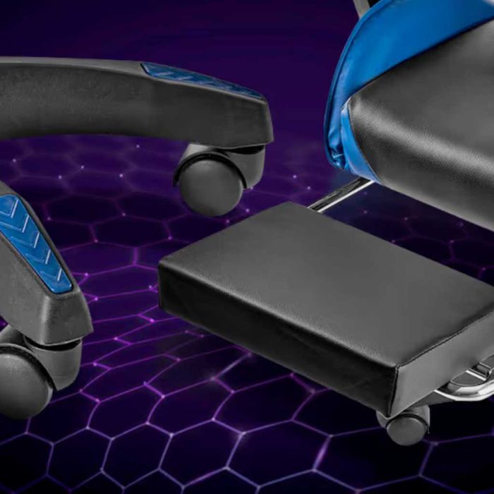 Геймърски стол с регулируема височина, лумбална възглавница