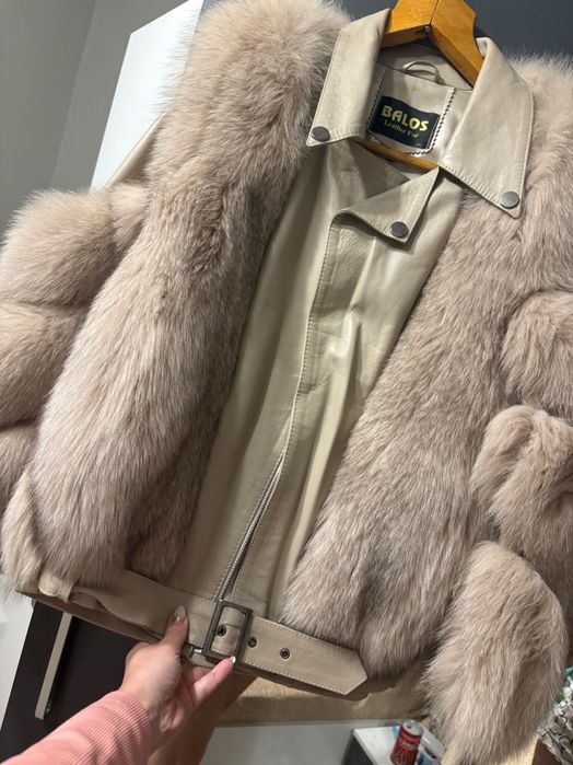 Дамско яке от естествена кожа и естествен пух