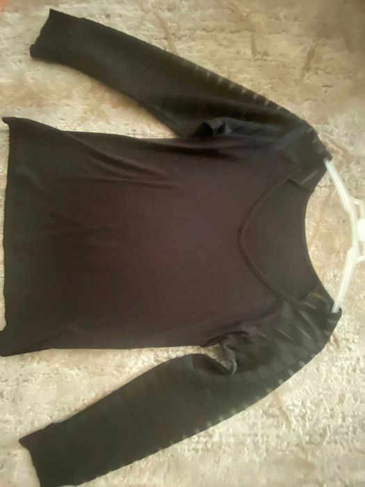 Bluza maneci lungi cu dungi negru+transparent, S/36, nou