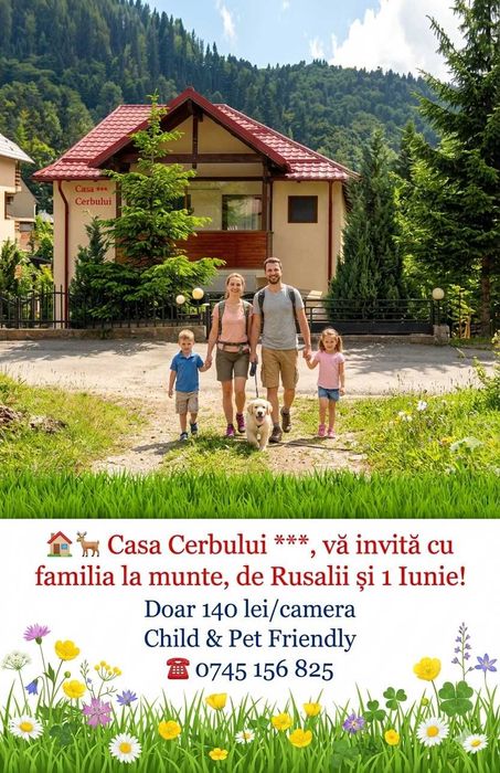 Casa Cerbului*** Azuga 150 lei, sejur munte, tranzit spre litoral, ideal 4-6 persoane, integral