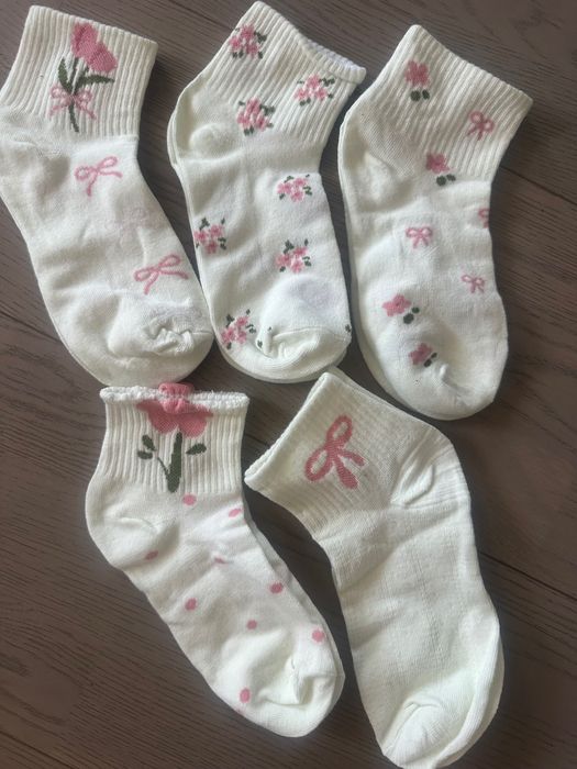 5 чифта детски чорапи момиче размер 34/35 с цветя