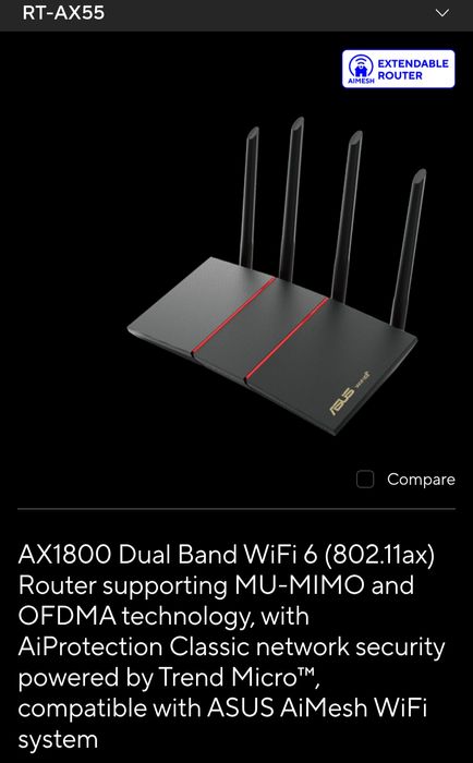 Router Mesh WiFi6 ASUS RT-AX55