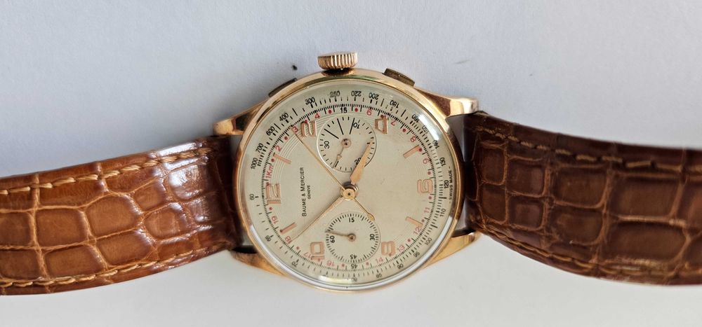Baume & Mercier, vintage cronograf,  aur 18kt.