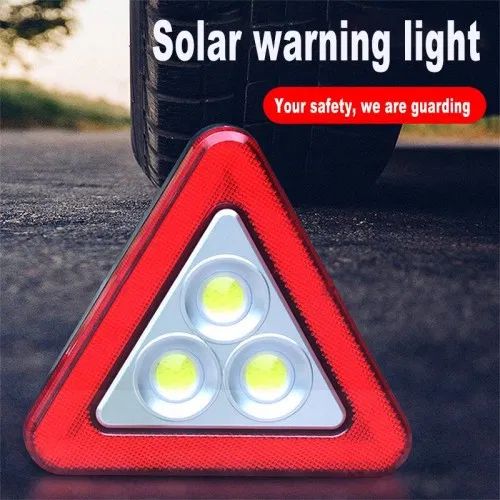 Авариен светещ LED триъгълник 3 в 1 + соларно зареждане прожектор