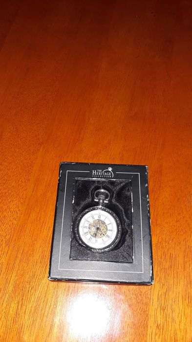 Посребрен джобен часовник "Лоара" с открит механизъм