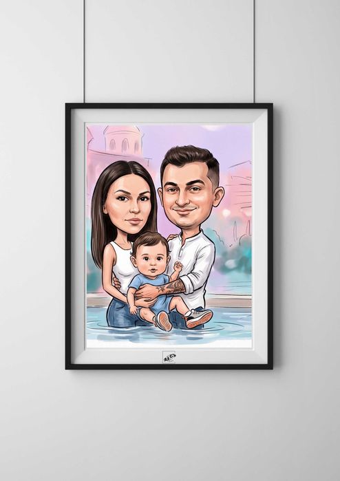 Portrete & Caricaturi Personalizate + RAMĂ CADOU - TeoStudio.ro