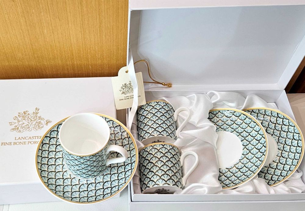 Порцеланов ервиз за кафе Lancaster. 2 комплекта х 2 чаши и чинийки.