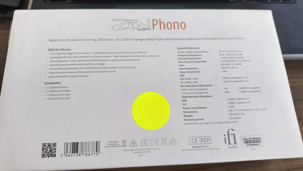 Preamplificator Phono IFI Zen cu alimentator  iFI I power