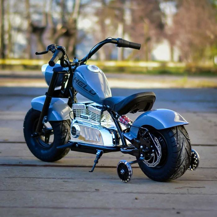 Motocicleta Kinderauto Old School 300W 24V roti moi gonflabile Grey