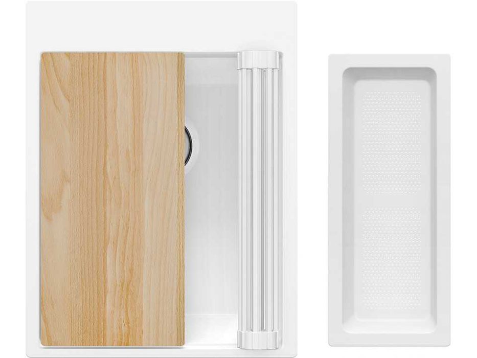 Бял СПРИ СКРОЛА – всичко за кухнята готово  Мивка + смесител + д +п+ак