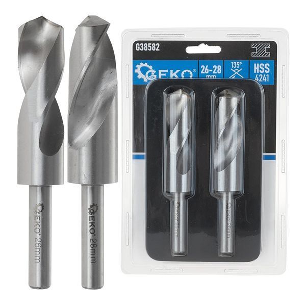 Комплект 2 спирални свредла hss с прът от 26-28 мм