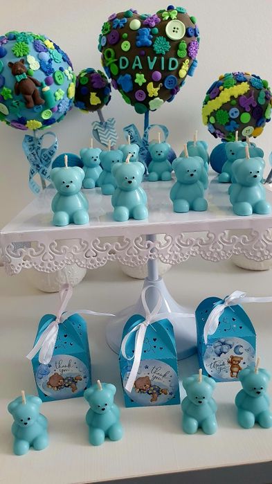 Mărturii botez - lumânare ursuleț ceară naturală de soia