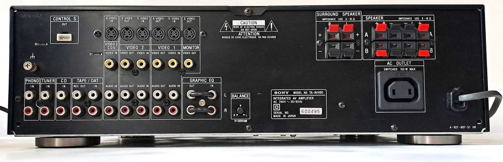 Amplificator Sony TA-AV490 – Stereo 2x85W – Consum 190W – Japan
