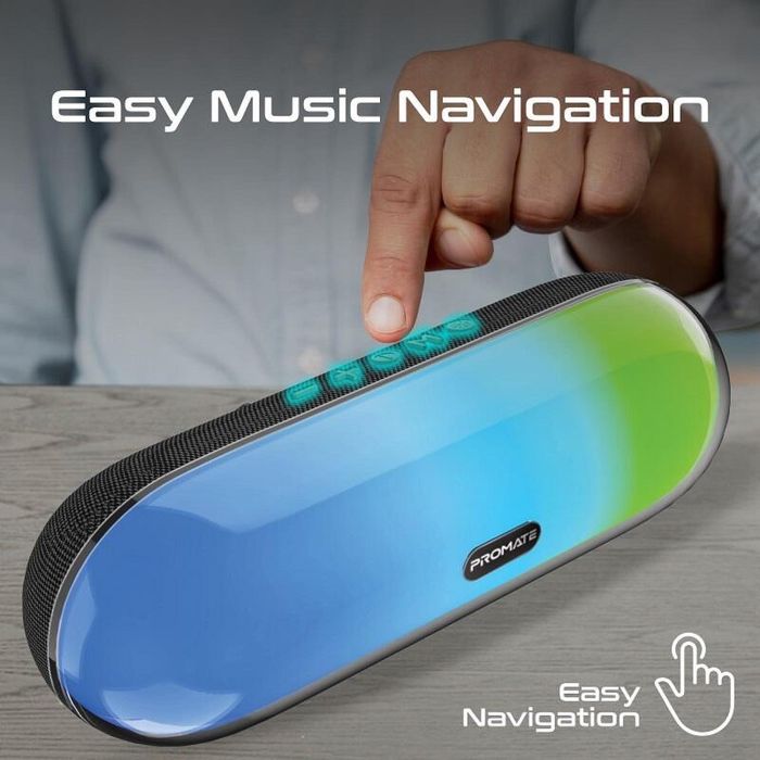 Promate LumiBar: Премиум Bluetooth v5.3 Водоустойчива Тонколона с тъч контрол и RGB LED светлина