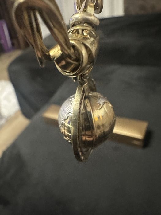 Lant Aur 14k model bizantin cu medalion globul pamantesc