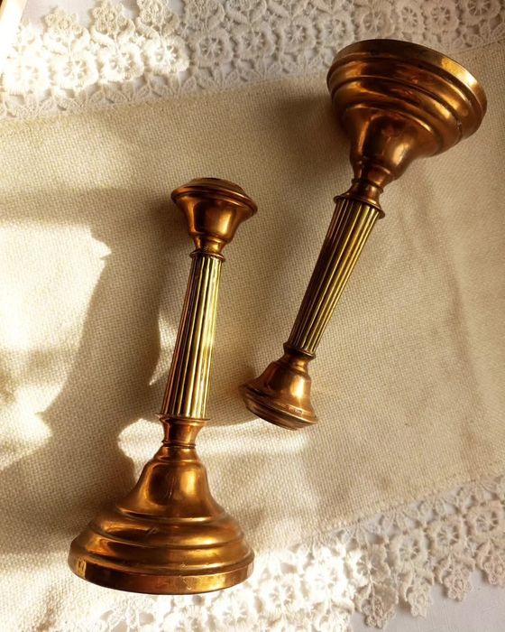 Два свещника от мед и месинг