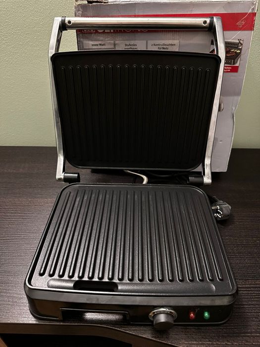 Gratar electric, Clatronic, KG 3487, 2000W, Otel inoxidabil, Negru