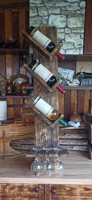 Птоставка/стойка за вино и 3бр чаши