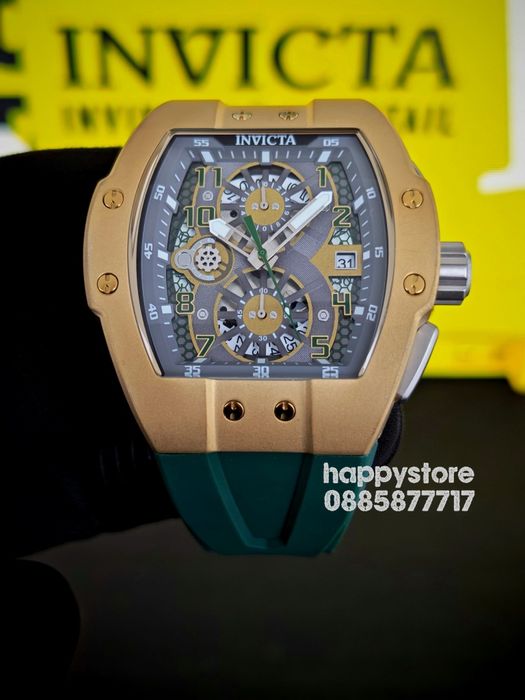 INVICTA Racing Strada Gold/Green 47 mm, Инвикта нов ръчен часовник