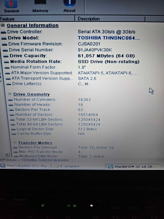 Продавам 1.8" Micro Sata SSD диск