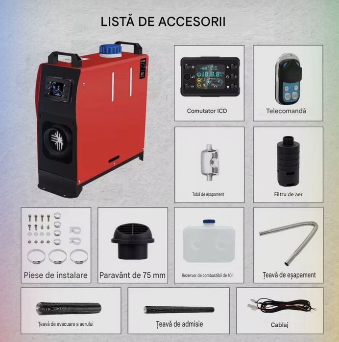 Incalzitor Aer Diesel 8KW/12Vcc Silentios Portabil Compact