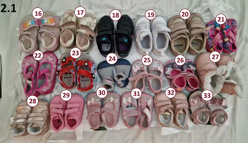 33 бр. Евтини и Запазени Детски обувки за момиче до 25 номер