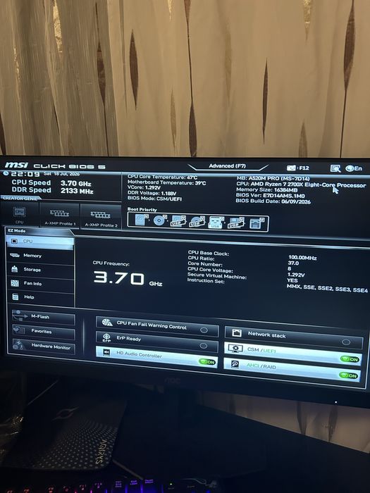 Kit pc ryzen 7 2700x placa de baza MSI A520M | 16gb ram
