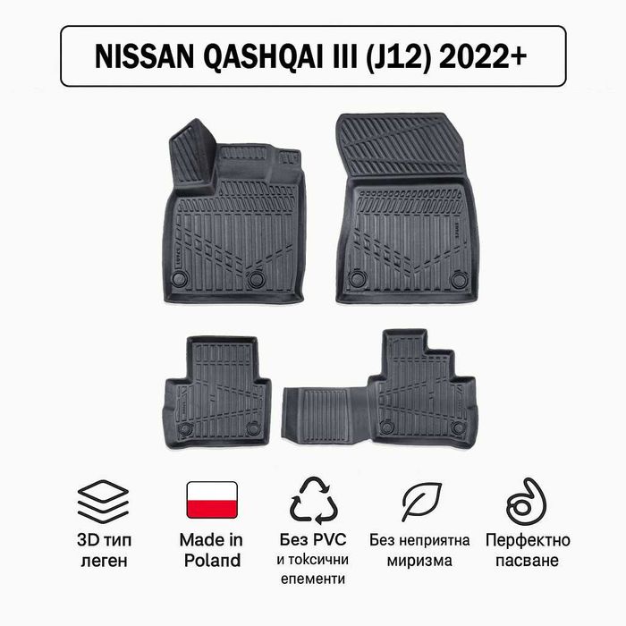 3D Гумени стелки Erpassan за NISSAN Qashqai III (J12) 2022+