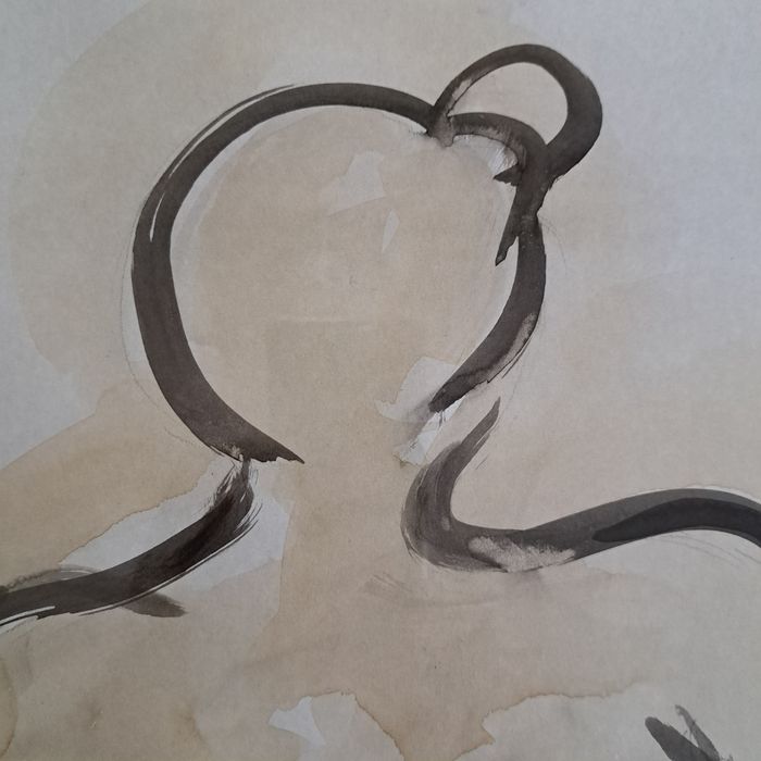 Pictură,acuarelă "Nud",Marcel Guguianu (n.1922 - d.2012)