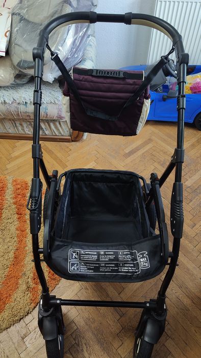 Carucior 3 în 1 Kraus Clasic Beige Purple, Krausman, testat ADAC +cadou măsuță