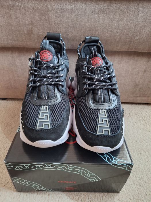 Papuci Versace Chain Reaction 43 Negrii Talpă Albă