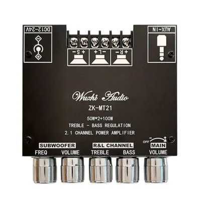 Amplificator bluetooth 2.1 2x50w + 100w Nou