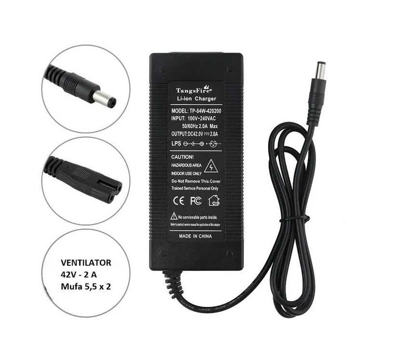 Incarcator trotinete electrice de 36V (42V)-2A, mufa 5,5x2,1
