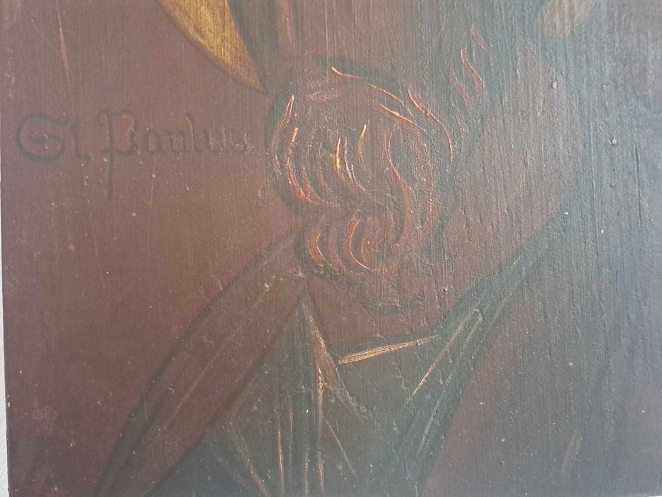 icoana veche pictura pe lemn Sfantul Pavel 30,5/20,5 cm