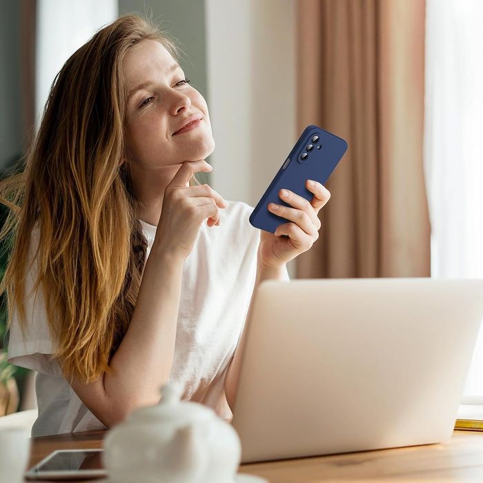 Матов силиконов кейс за samsung galaxy a17 - тъмно син