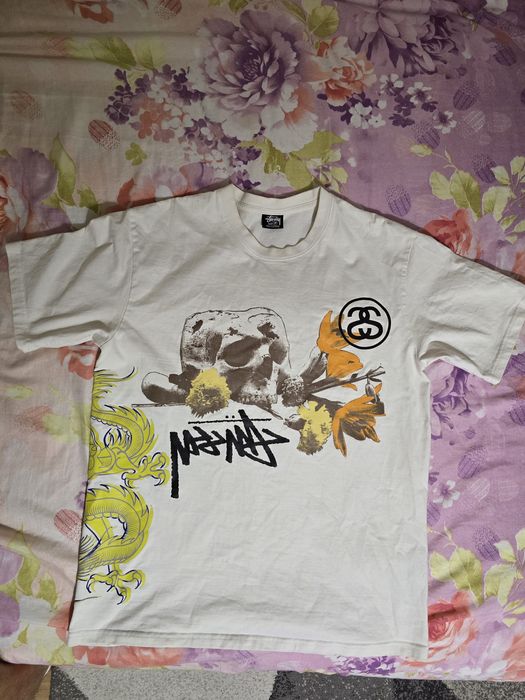 Tricou Stüssy World Tribe alb – graphic print față/spate