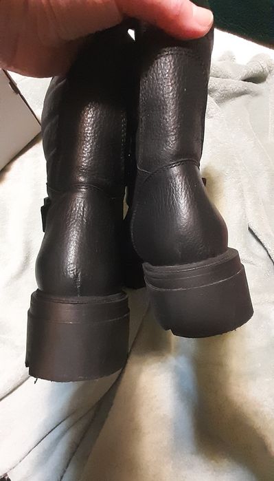 SHARI PADDED COMBAT Black Leather Milled