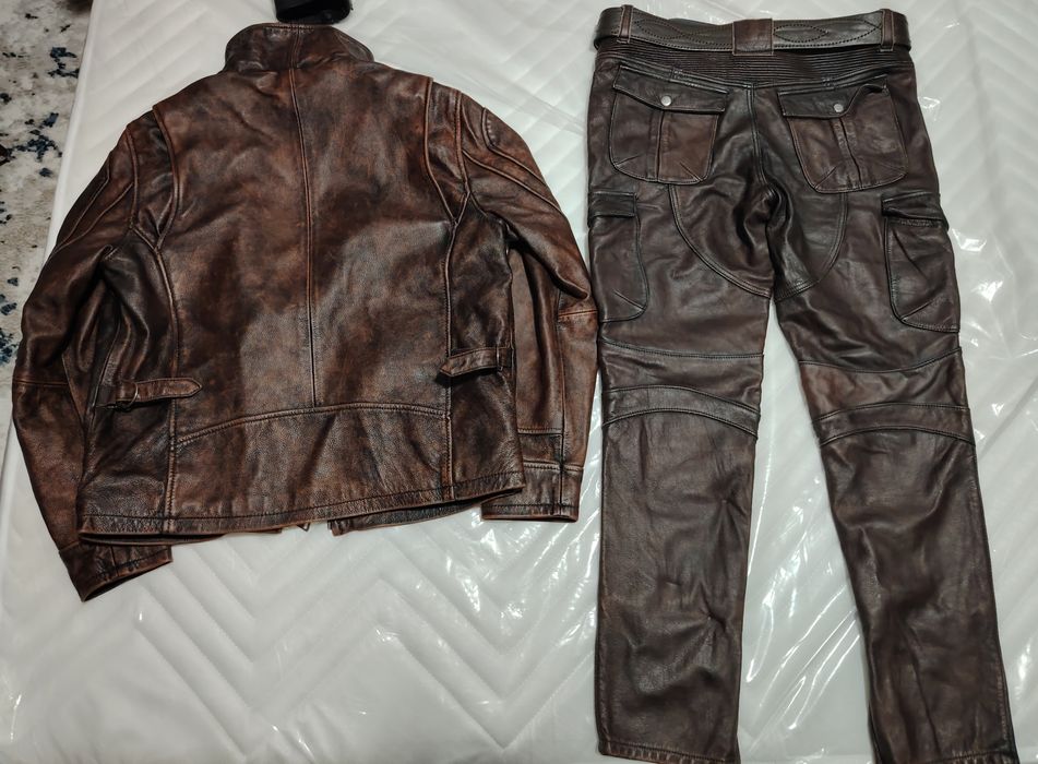 Куртка и брюки кожаная комплект из натуральной воловьей кожи